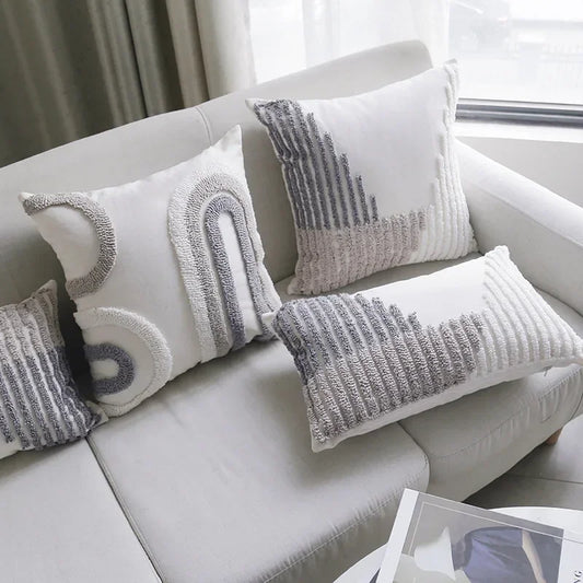 Boho Loop Pillowcases Grey Beige Pillowslip
