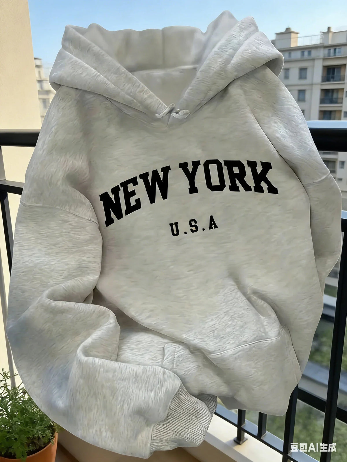 Hooded Casual Cut NEW YORK USA Lettering Casual HipHop Sweater