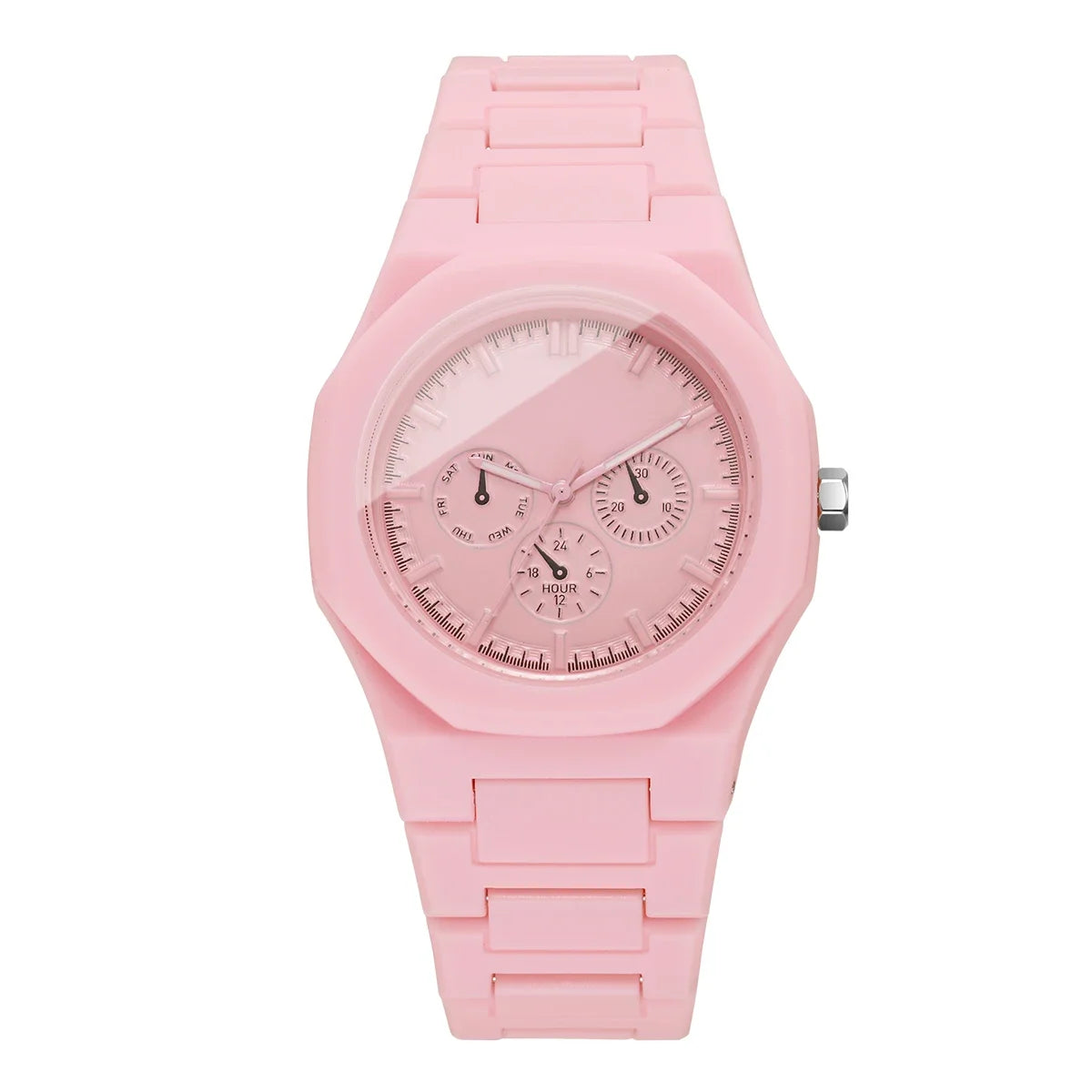 Imitation Three-eyes Dial Quartz Plastic  Band Watch