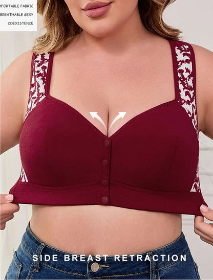 1XL-7XL Front Button Without Steel Rings Vest Style Lingerie Oversized Bras