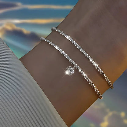 DANA 6Pcs 925 Sterling Silver Rhinestone Bracelets