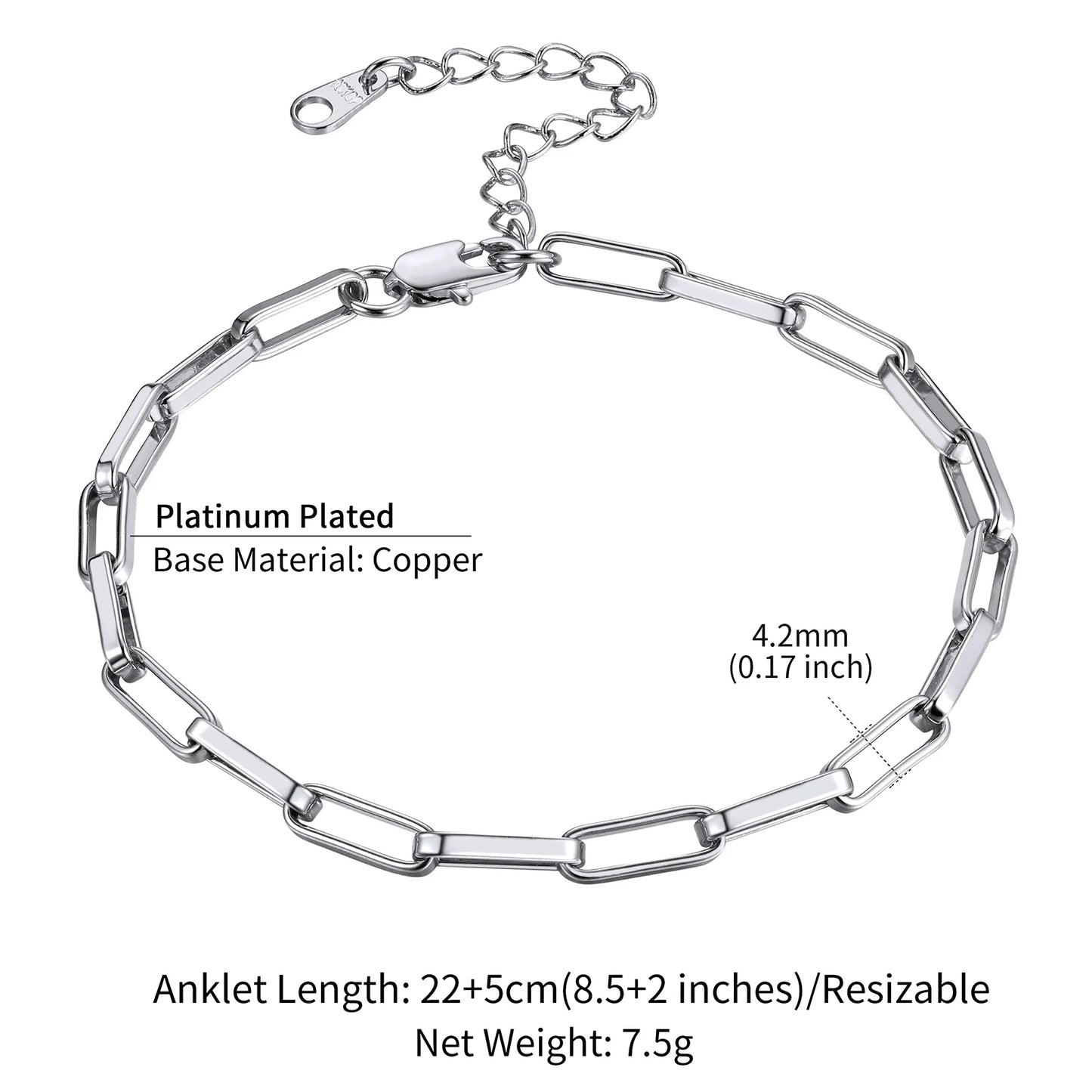 U7 Ankle Cuban Link Snake Figaro Bracelets