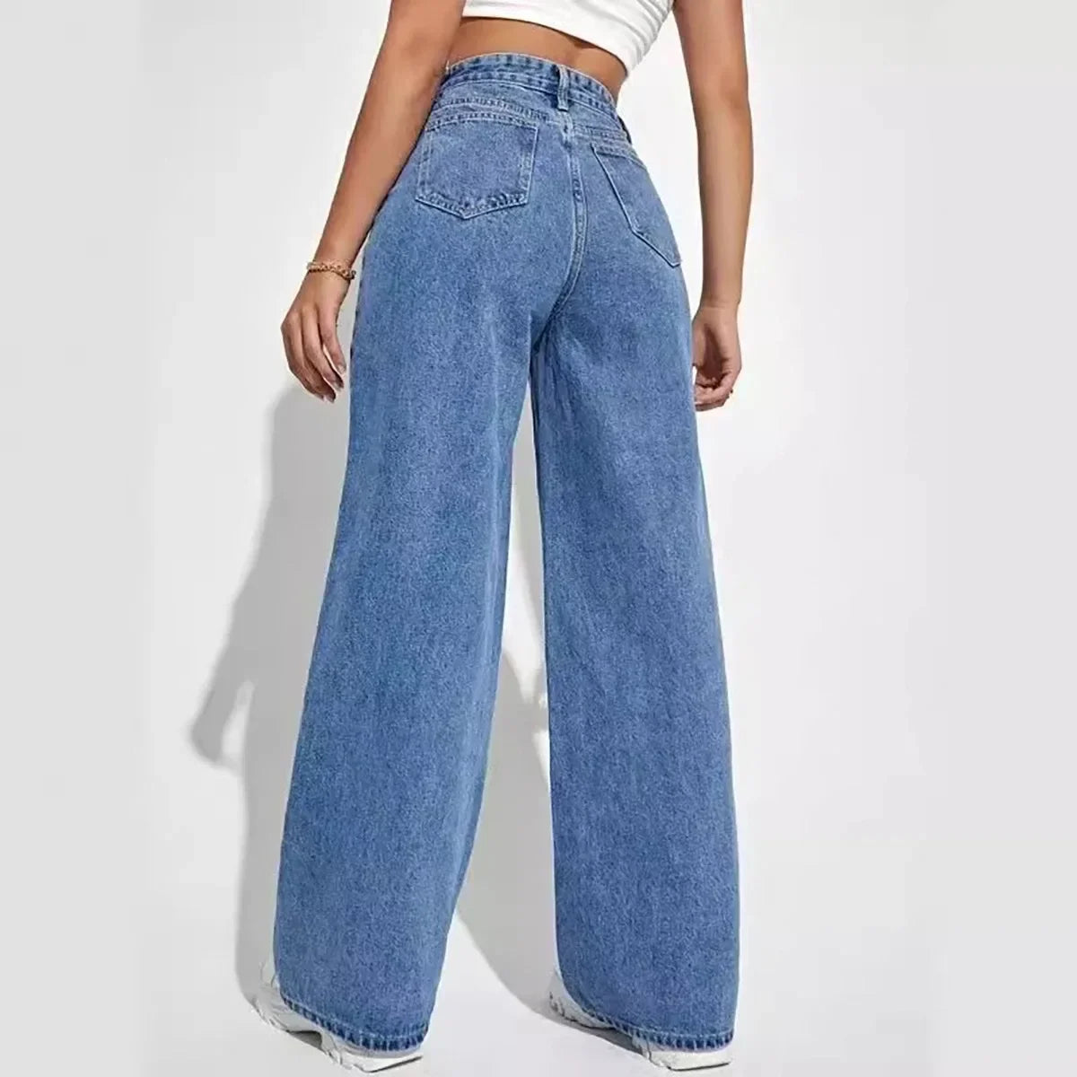 Blue High street baggy straight pants jeans