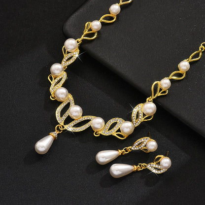 Imitation pearl necklace jewelry set