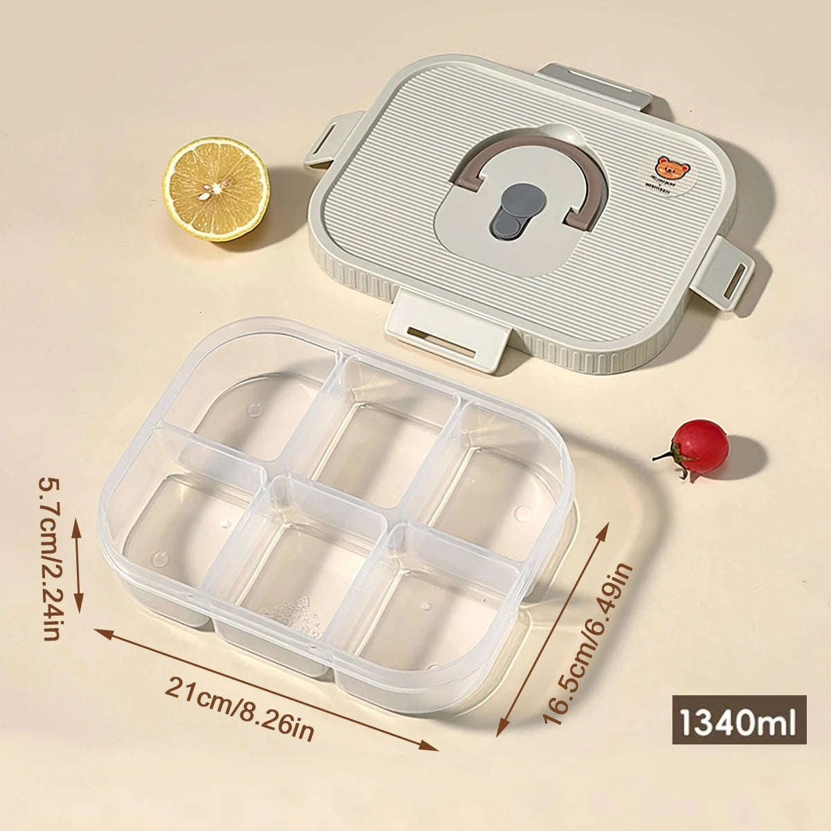 Microwave Plastic Divided Lunch Box With Handle Camping