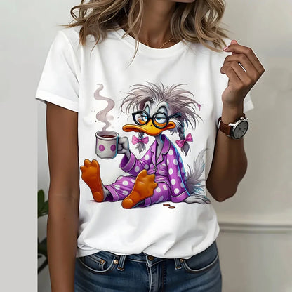 Funny Cartoon Casual Short Sleeve Crew Neck Tee T-Shirts