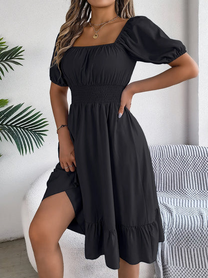 Puff Sleeve Square Neck Dress