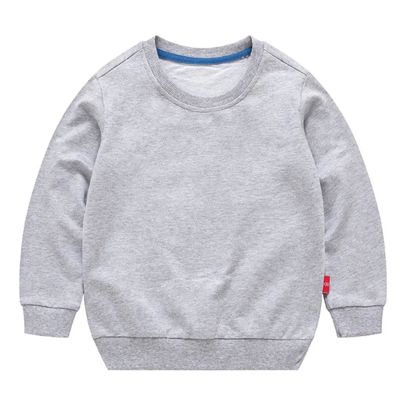Spring Cotton Plain Hoodies Tops 3-10 Years Long Sleeve T-shirt