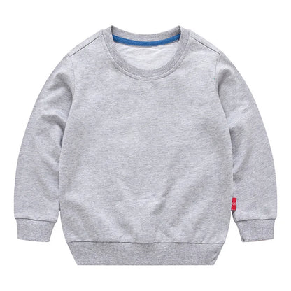 Spring Cotton Plain Hoodies Tops 3-10 Years Long Sleeve T-shirt