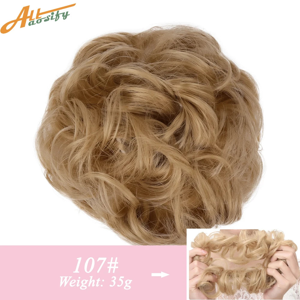 Natural Curly Messy Bun Hair Wigs