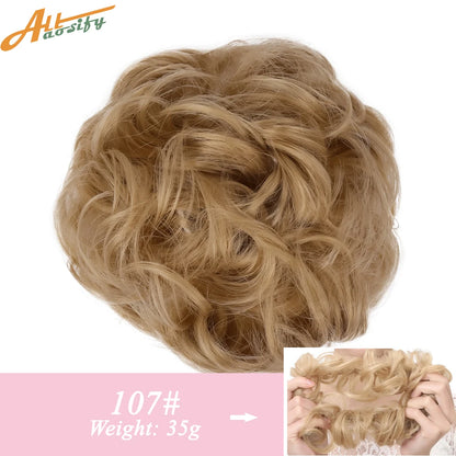 Natural Curly Messy Bun Hair Wigs