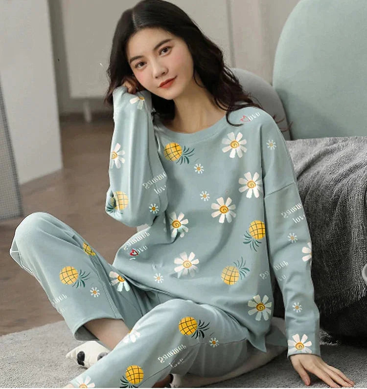 Long-Sleeved Plus Size Pyjamas Set