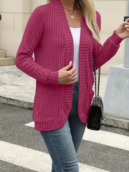 Stripe brushed cardigan jacket