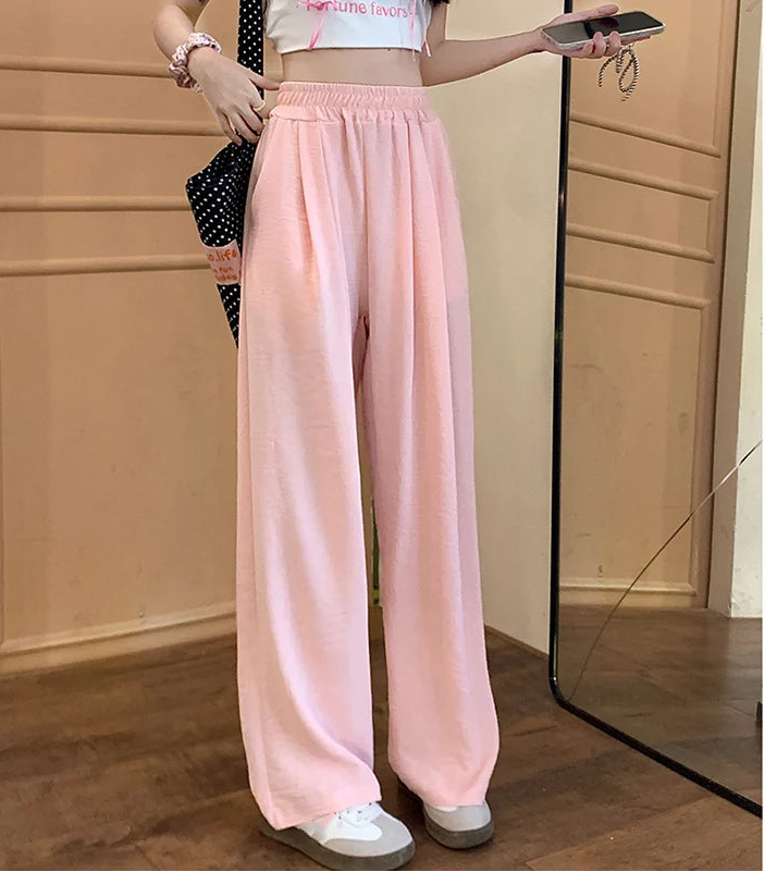 Colorful Ice Silk Baggy Straight Leg Pants