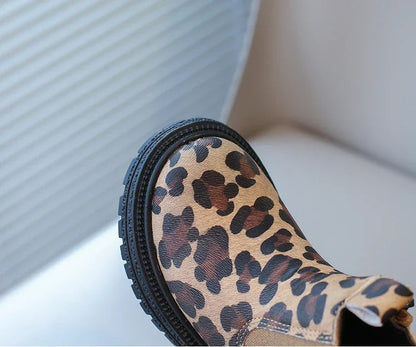 Leopard Classic Little Ankle Side Zipper Unisex Rubber Boots