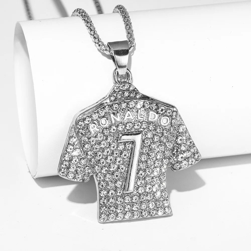 Hip Hop Style Number 7 Jersey Zircon Pendant Alloy Necklace