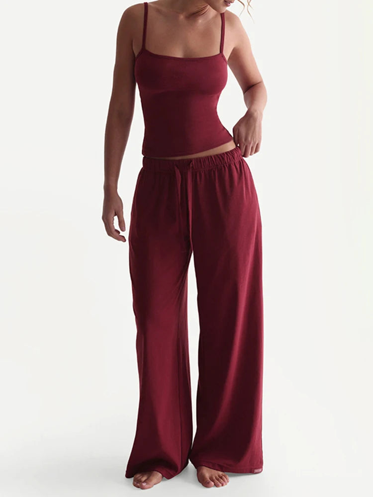 Conjunto casual diario con cuello en U y espalda descubierta