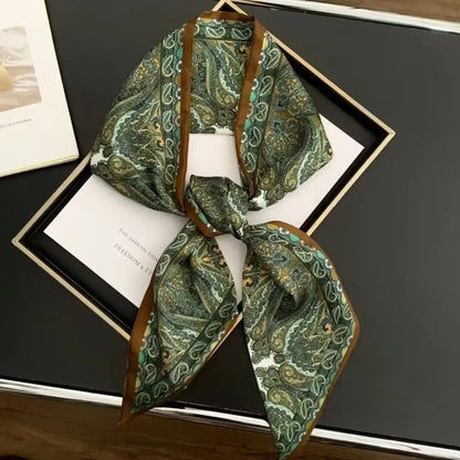 Luxury Long Silk Scarf Animal Horse Print Thin Narrow Scarf Shawl