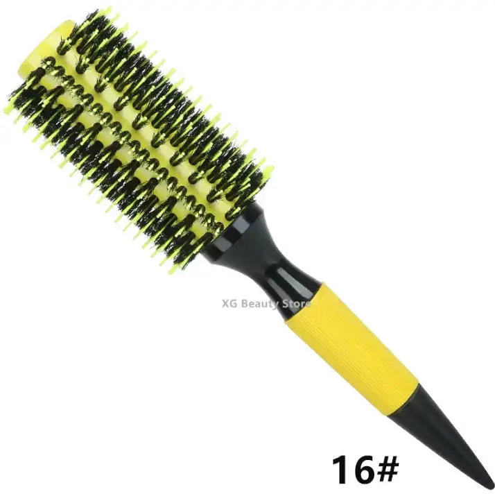 1/6pcs Yellow Boar Bristle Hair Comb Professional Round Hair Brush Curling Combs