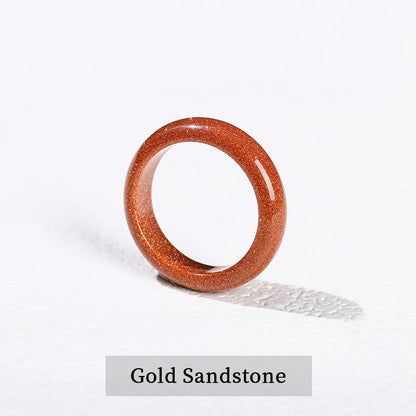 1 Pc Natural Stone Jade Crystal Agate Obsidian Fengshui Lucky Rings