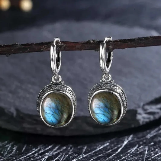 925 Sterling Silver Natural Labradorite Earrings