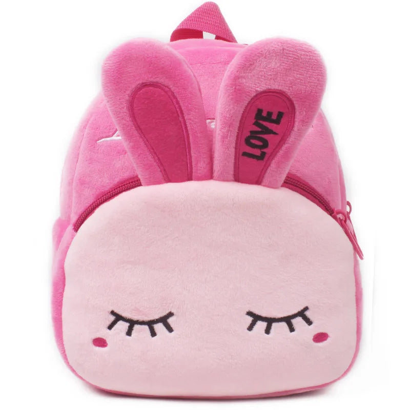 3D School Bags Cartoon Print Plush Kids Backpack Kindergarten Mini Bag