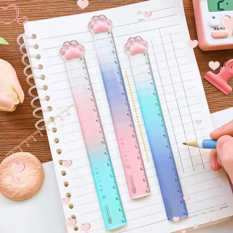 Cute Cat Paw Plastic Straight Rulers Kawaii School Drawing tools