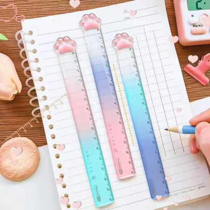 Cute Cat Paw Plastic Straight Rulers Kawaii School Drawing tools