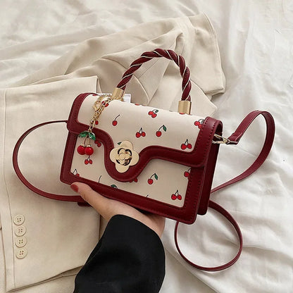 Sweet Cherry Square Chains Crossbody Bags
