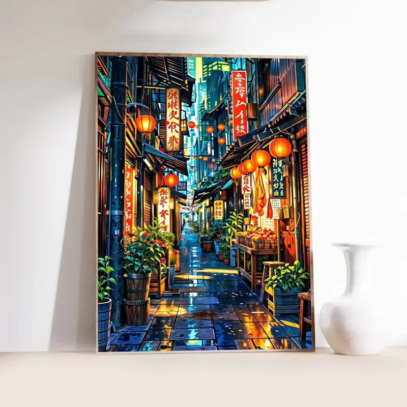 Japanese Tokyo Teahouse Cartoon Canvas Print