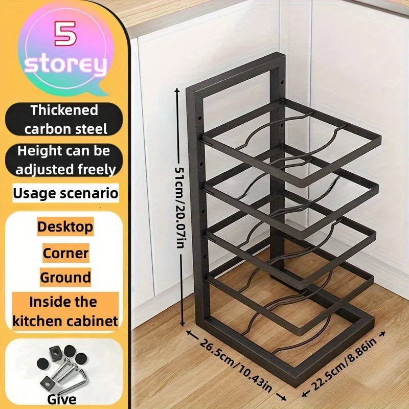 Adjustable Pot Rack Organizer Kitchen Stainless Steel Pot Storage Rack