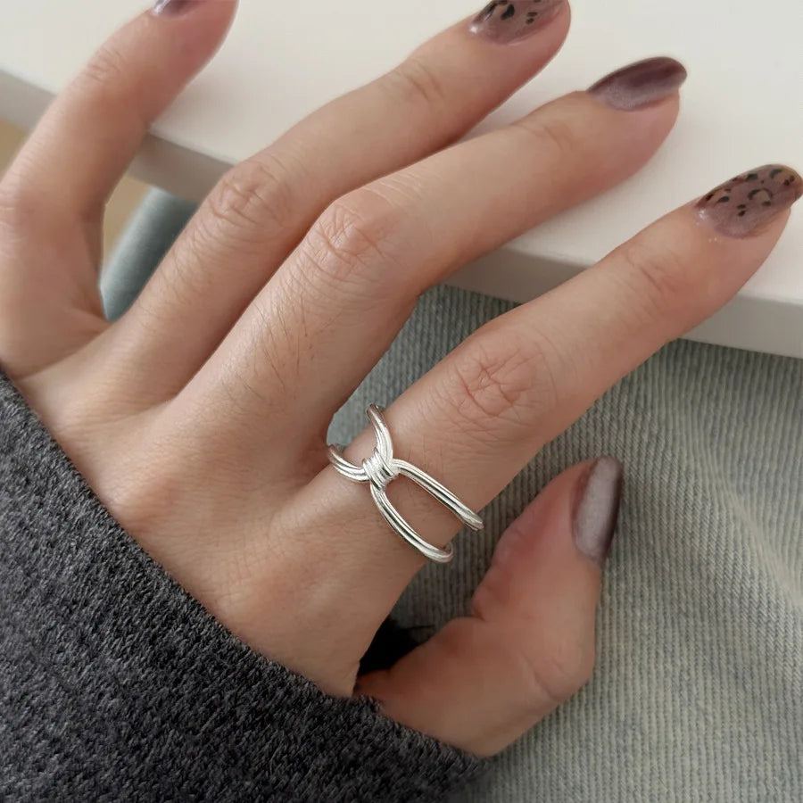 925 Sterling Silver Geometric Black Stone Rings