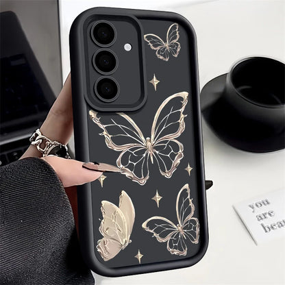 Gold Butterfly Print Case For Samsung Galaxy TPU Cover