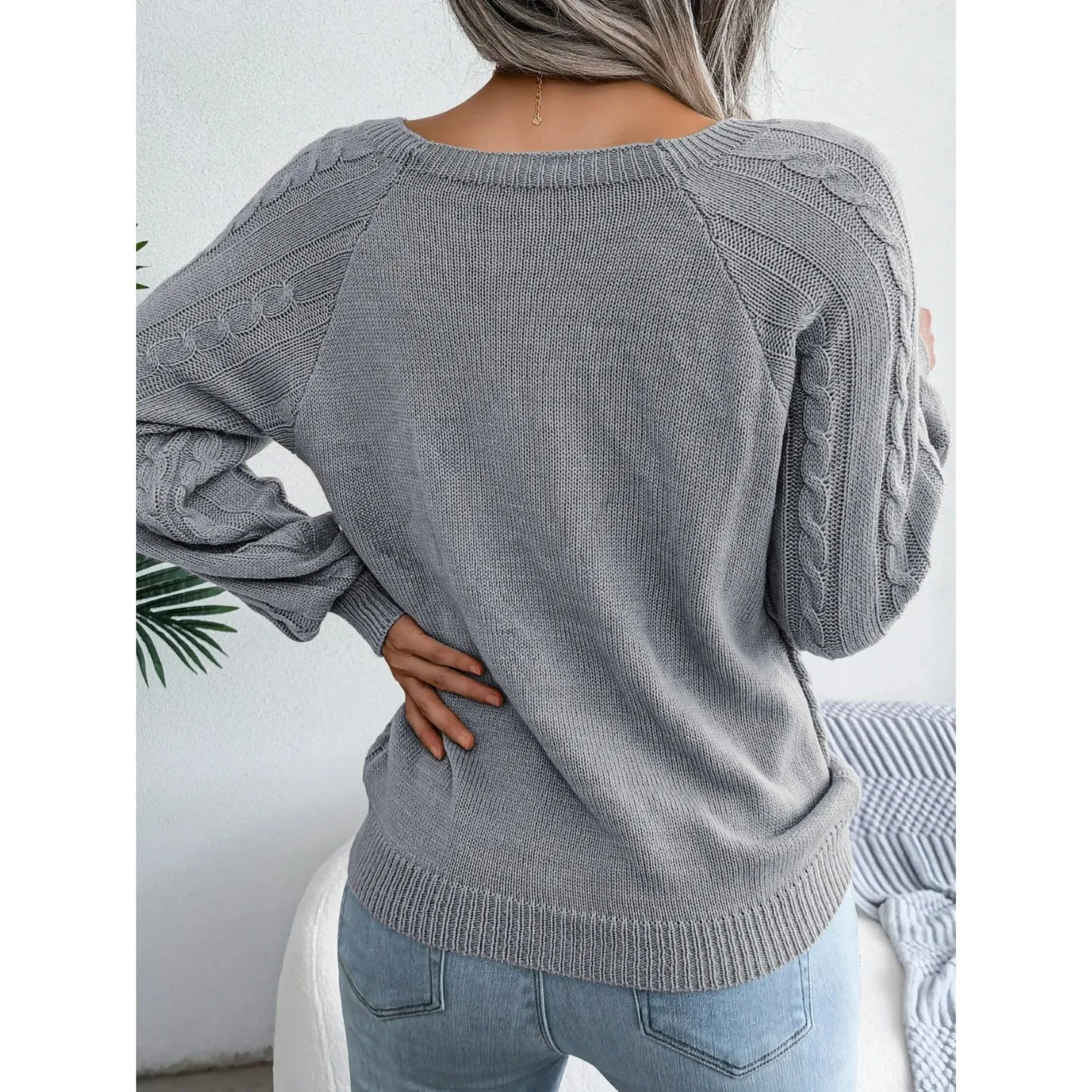 Casual Square Collar Long Sleeve Sweaters