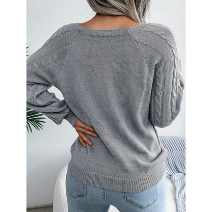 Casual Square Collar Long Sleeve Sweaters