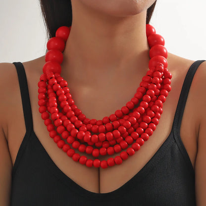 African Bohemian Wooden Bead Handmade Necklace