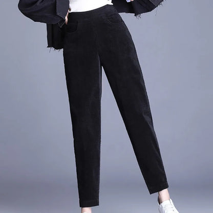 Pantalones bombachos de cintura alta y gruesa