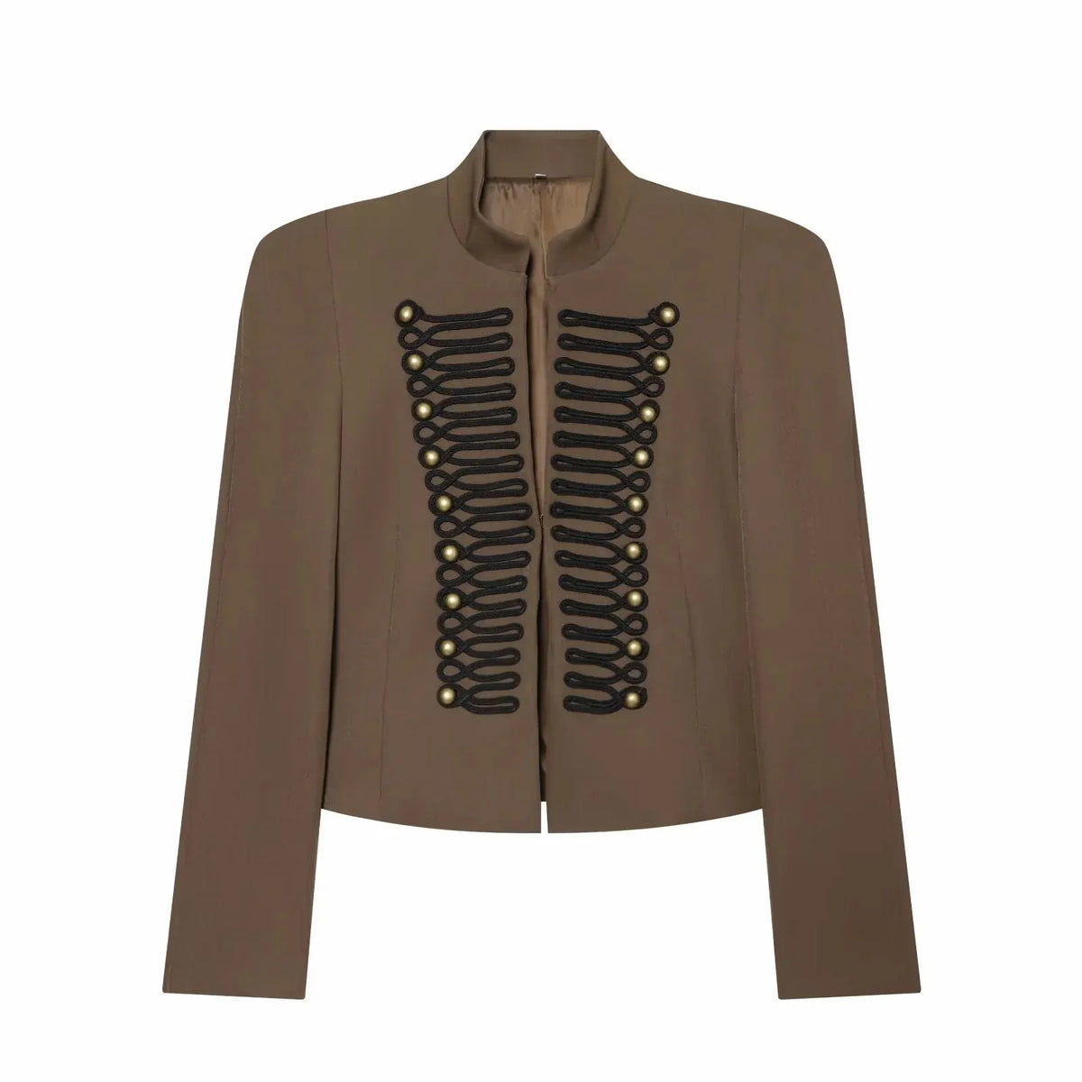 Slim Elegant Napoleon High Street Chic Shoulder Padded Jacket