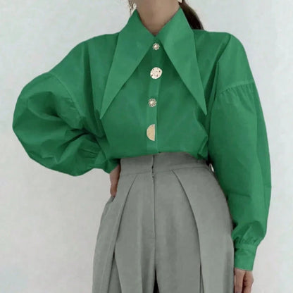 Long Sleeve Shirt Pointed Collar Blouse Office Shirts