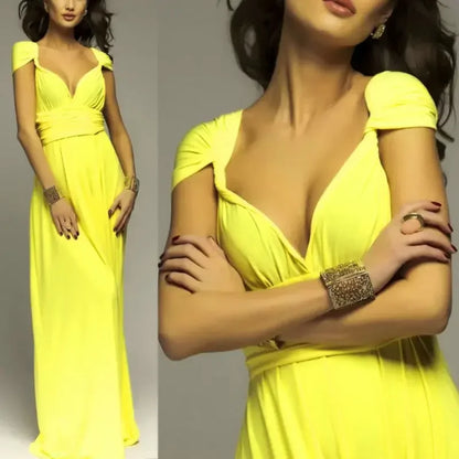 Multi-worn V-neck Vestidos De Fiesta Long Sexy Maxi Dress