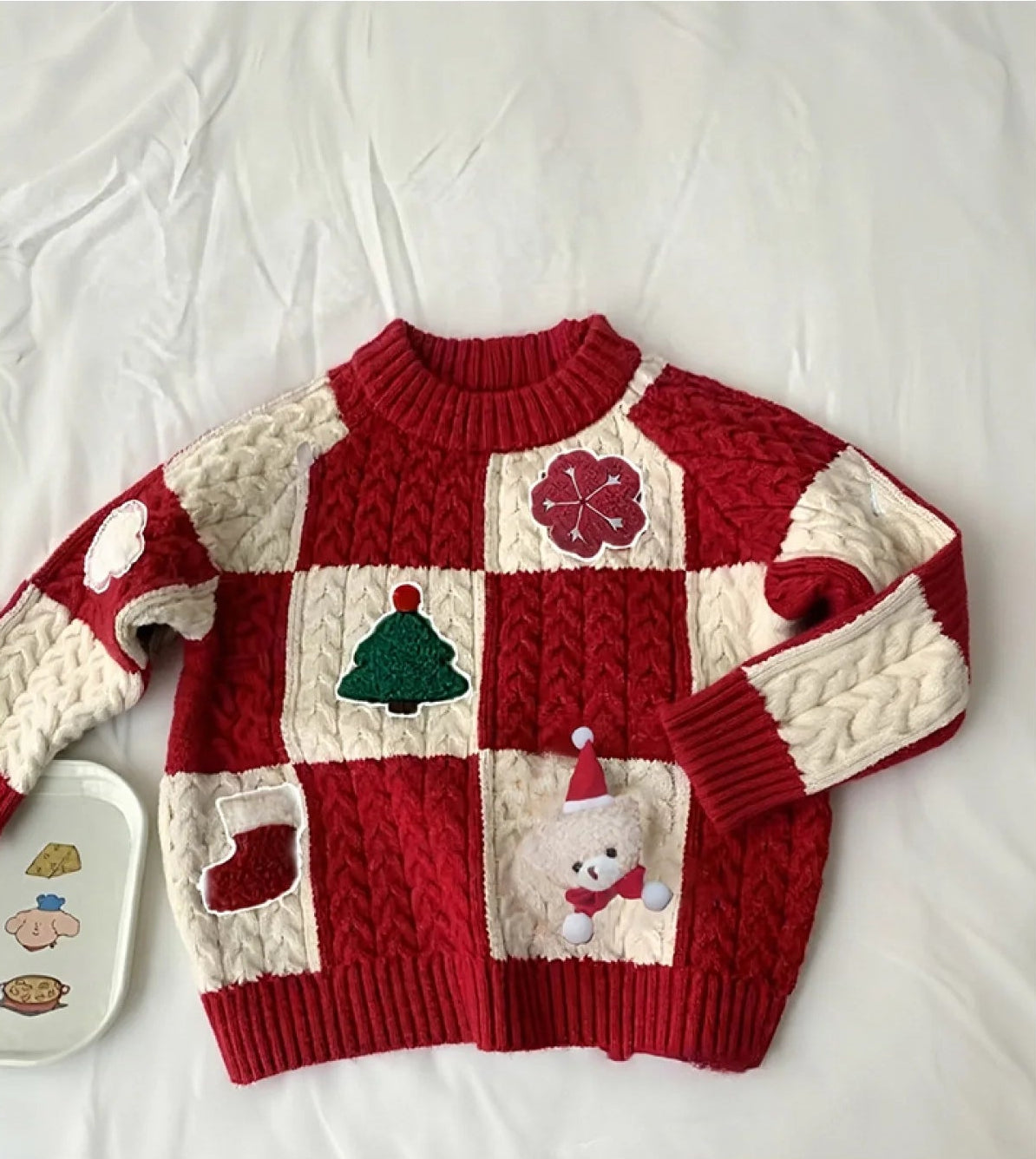 Red Sweater for Christmas and New Year Cartoon 3D Knit Pullover