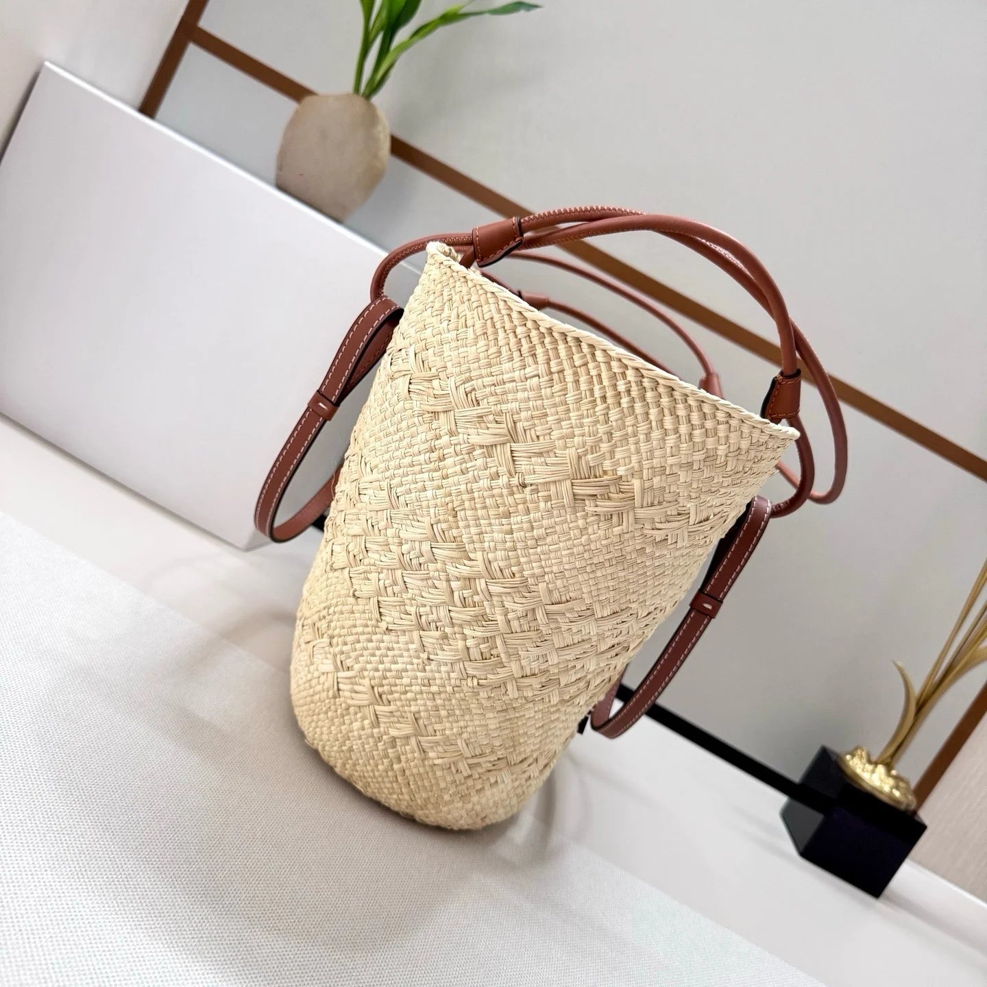 Handmade Raffia Straw Bohemian Woven Crochet Tote Shoulder Bag