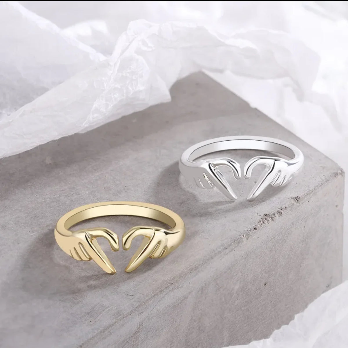925 Sterling Silver Adjustable Open Hug Heart Ring