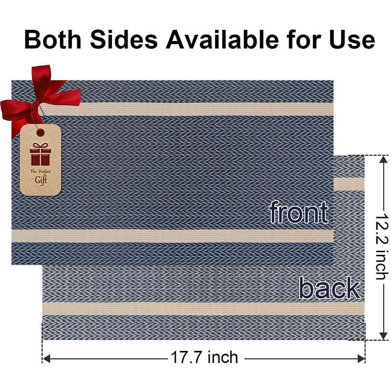 Striped PVC Table Mat Woven Waterproof
