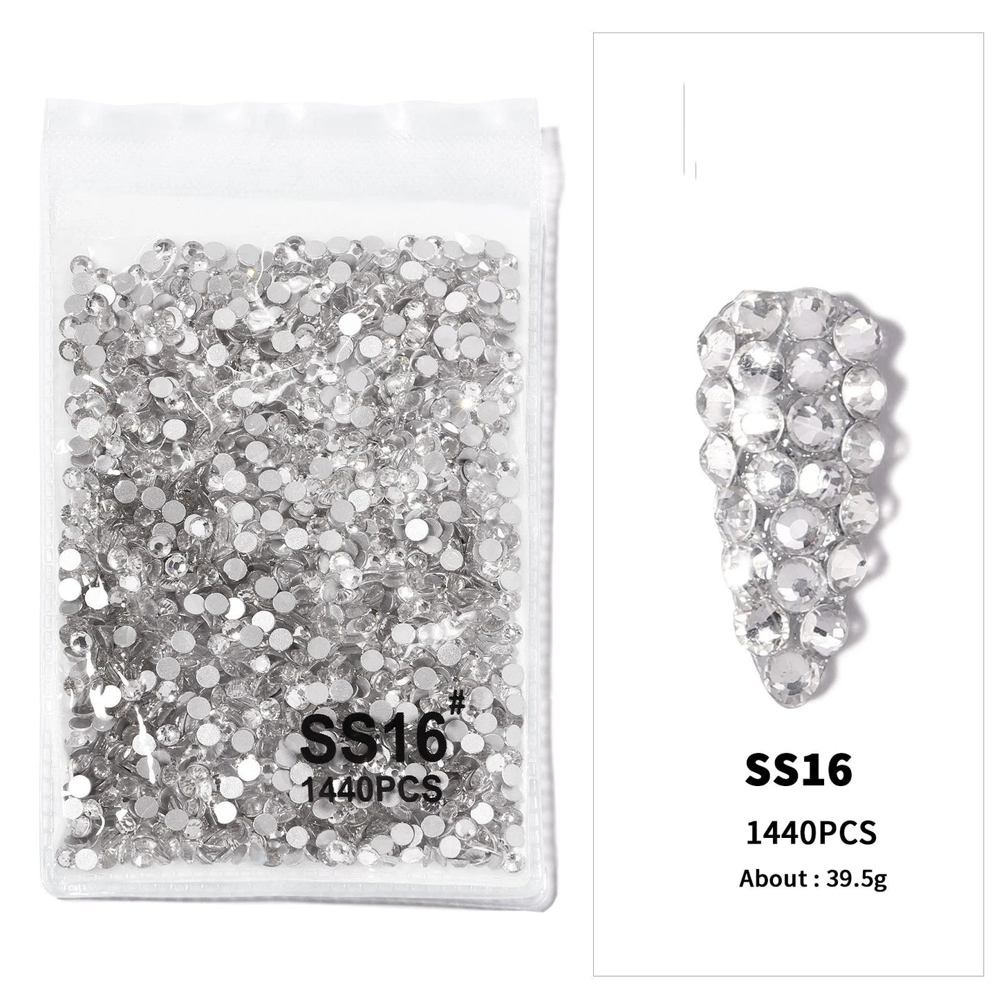 12Gird 3D Glass AB Crystal Nail Art Rhinestones Kit