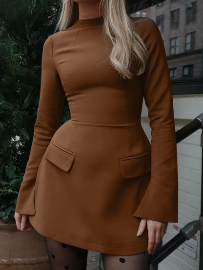 Dulzura Long Sleeves Zipper Bodycon Mini Dress