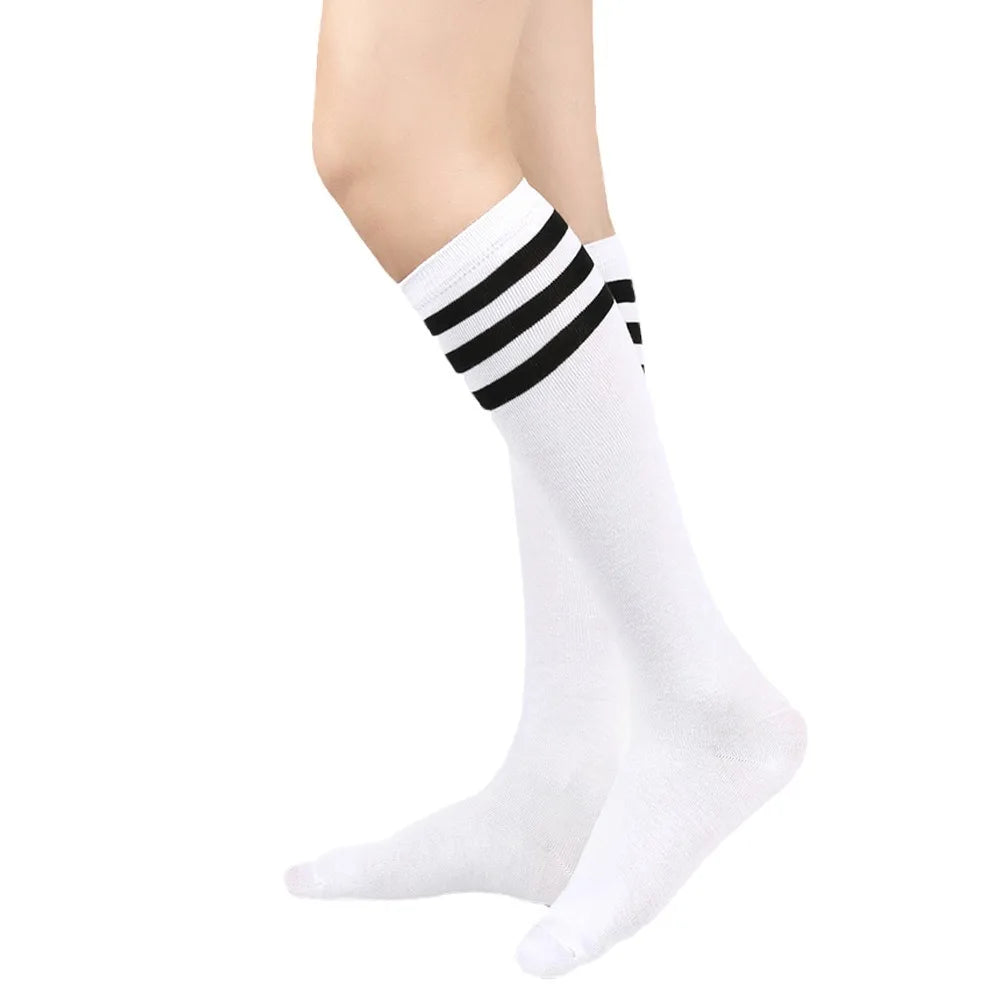 Black White Striped Long Sexy Over Knee Socks