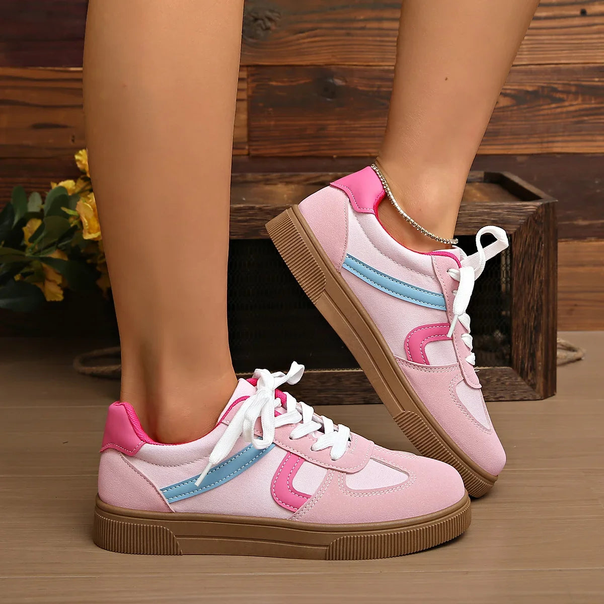 Flat Bottom Mixed Colors Rubber Sole Sneakers