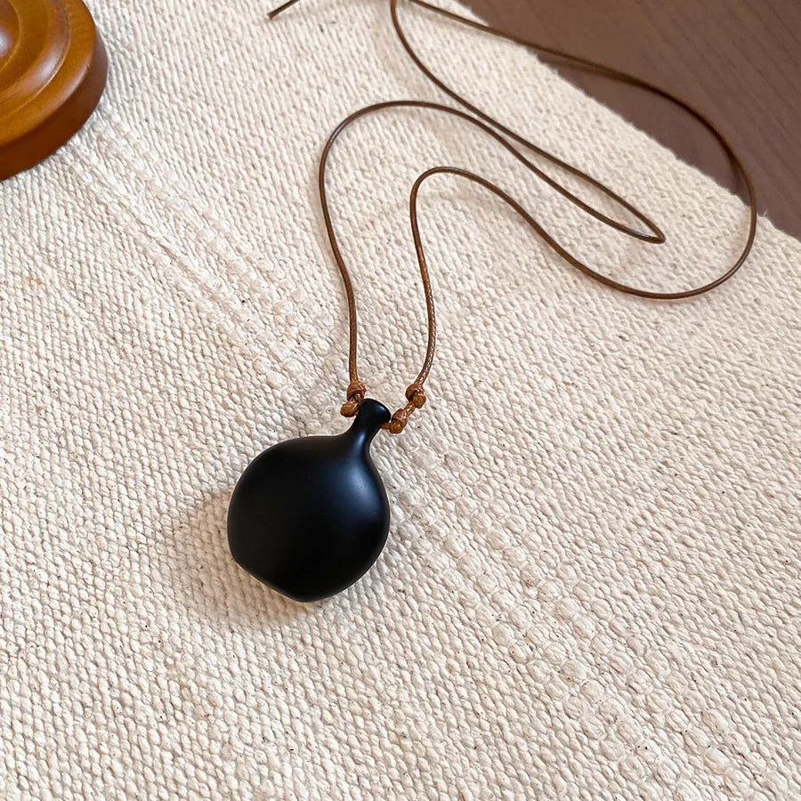 Black Coffee Round Water Drop Resin Necklaces