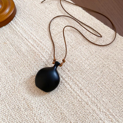 Black Coffee Round Water Drop Resin Necklaces